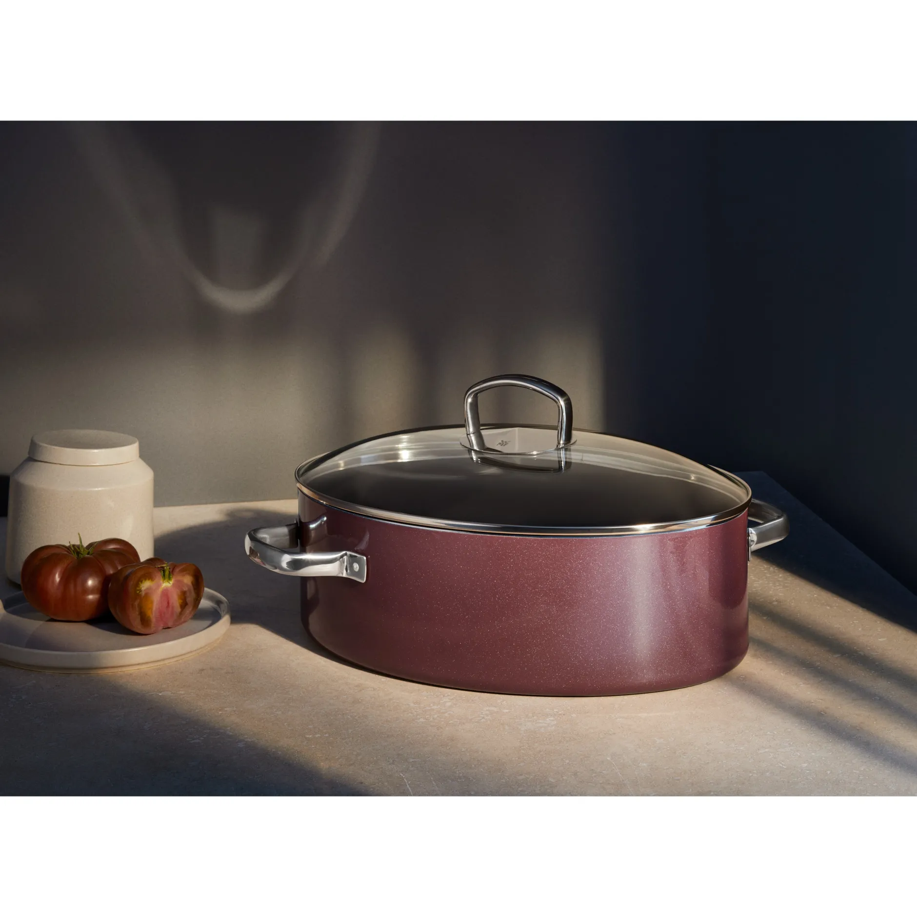 Fusiontec Mineral Bräter mit Glasdeckel, oval, 36 cm, Rose Quartz|WMF Clearance