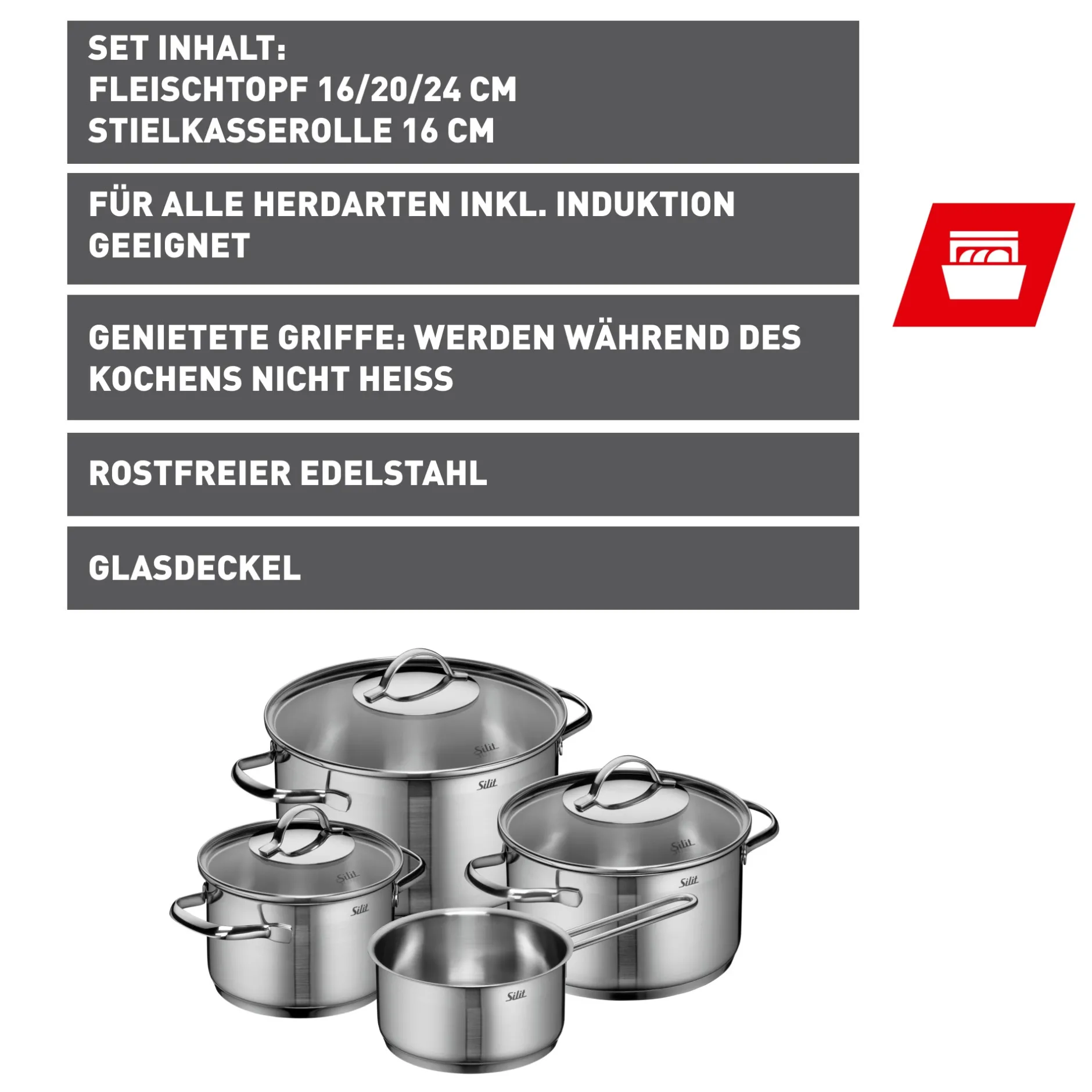 Silit Achat Topf-Set, 4-teilig|WMF Clearance