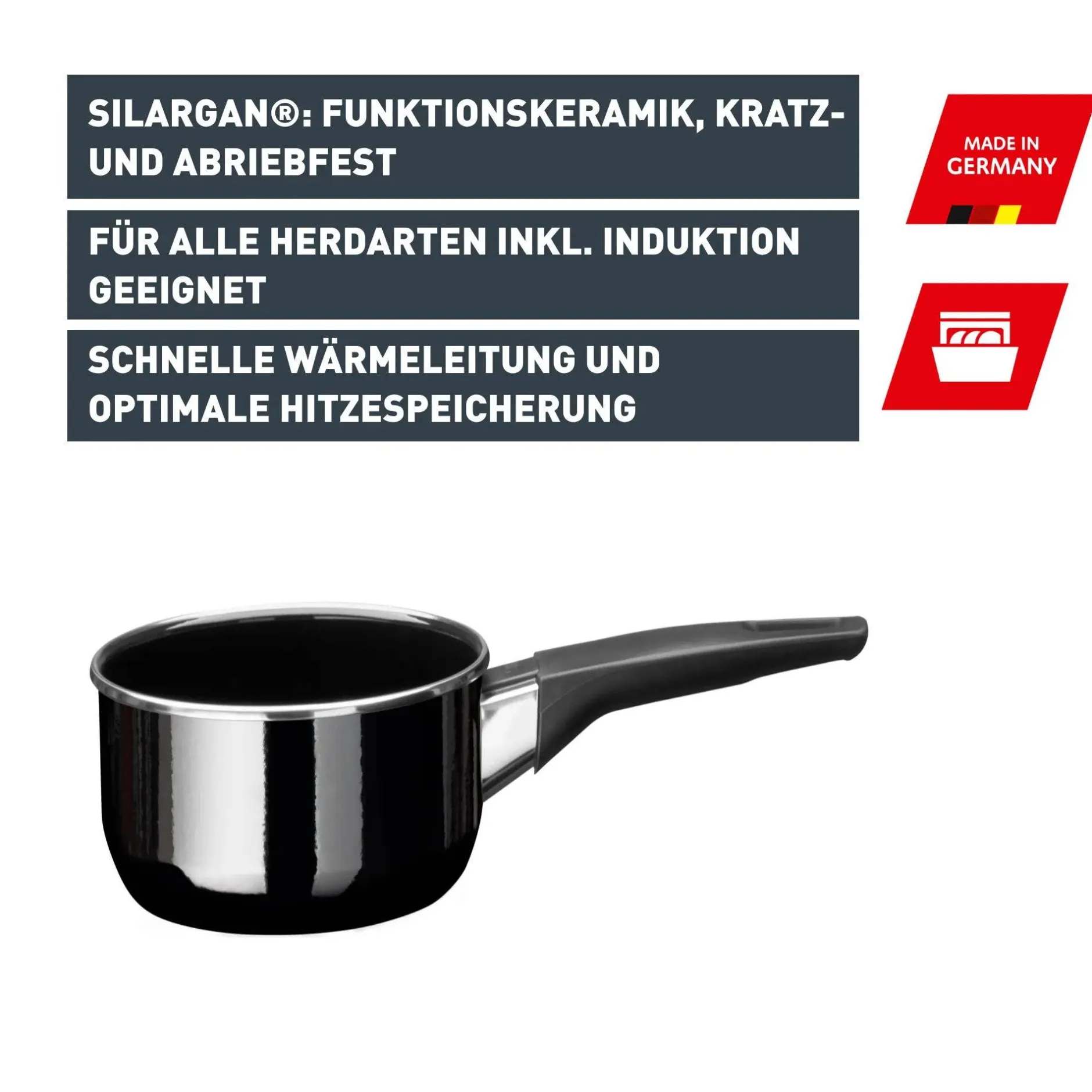 Silit Silargan® Modesto Stielkasserolle, 16 cm, Black|WMF