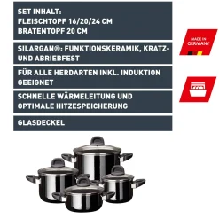 Silit Silargan® Modesto Topf-Set 4-teilig, Black|WMF Hot