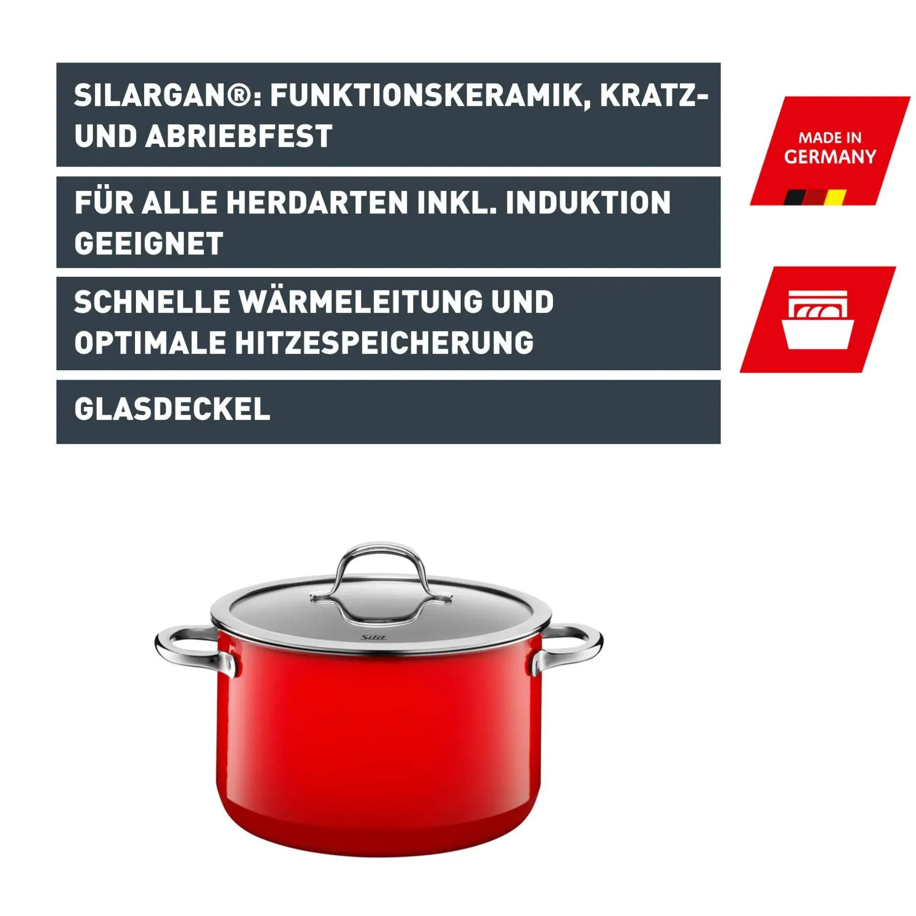 Silit Silargan® Passion Kochtopf mit Deckel, 16 cm, Red|WMF Best
