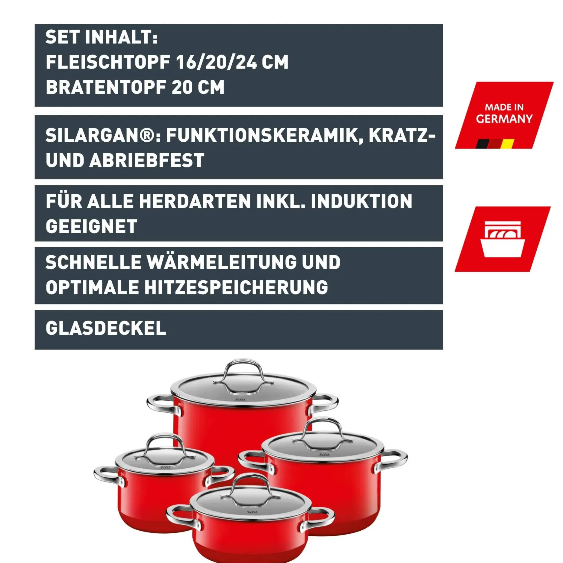 Silit Silargan® Passion Topf-Set, 4-teilig, Red|WMF Online