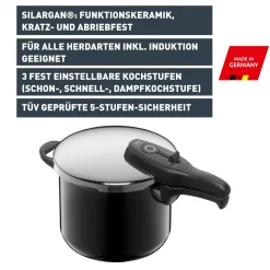 Silit Silargan® Sicomatic t-Plus Schnellkochtopf 22 cm, 6,5 l, Black|WMF